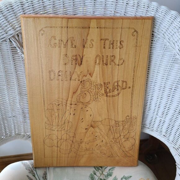 Handcrafted "Give Us This Day Our Daily Bread" Wall Hanging Plaque Prayer VTG - Picture 15 of 15